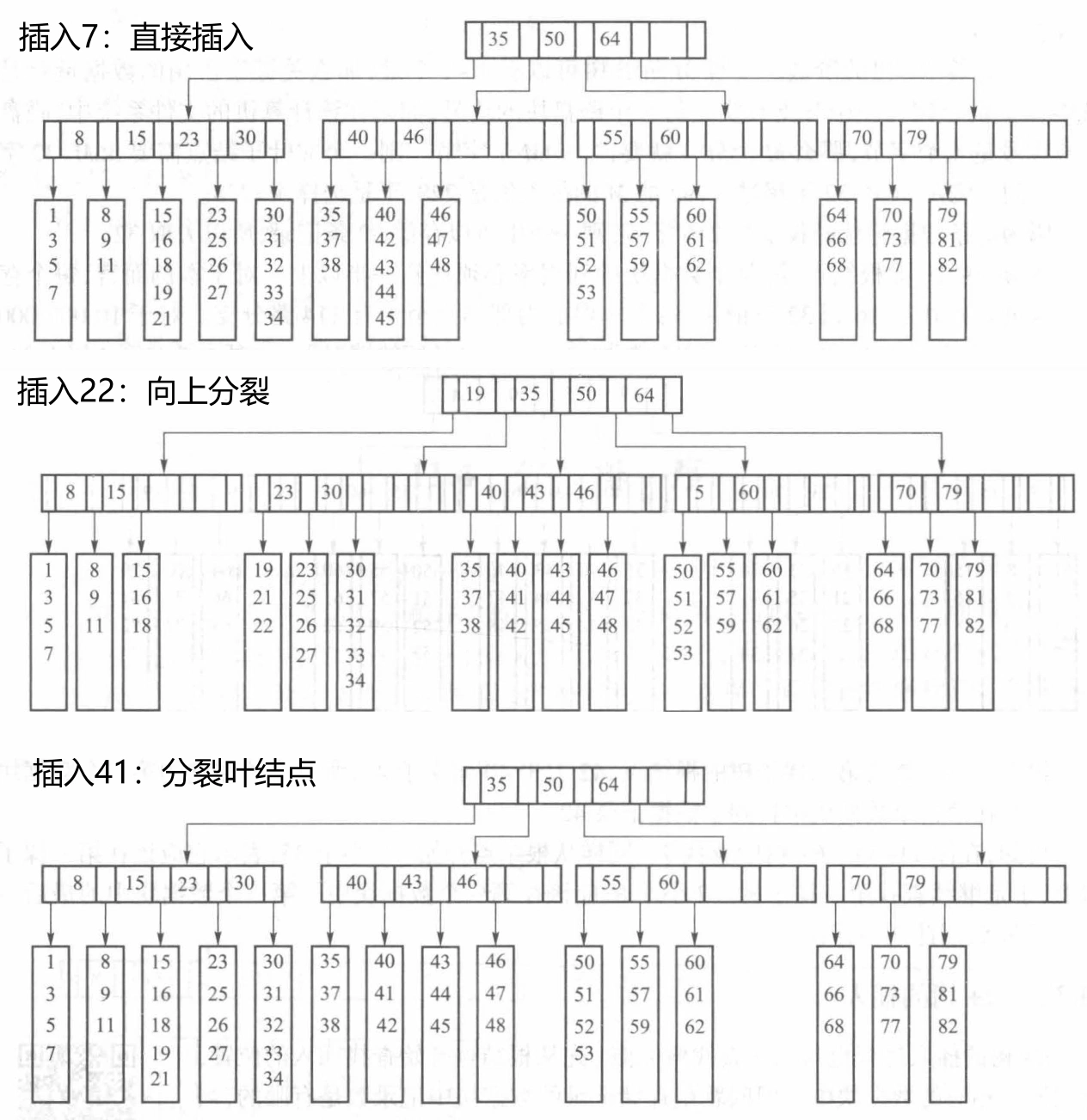 依次插入7、22、41